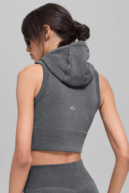 Gilet À Capuche Côtelé Sans Coutures Two Tone