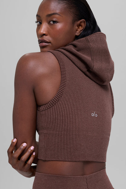 Gilet À Capuche Côtelé Sans Coutures Two Tone