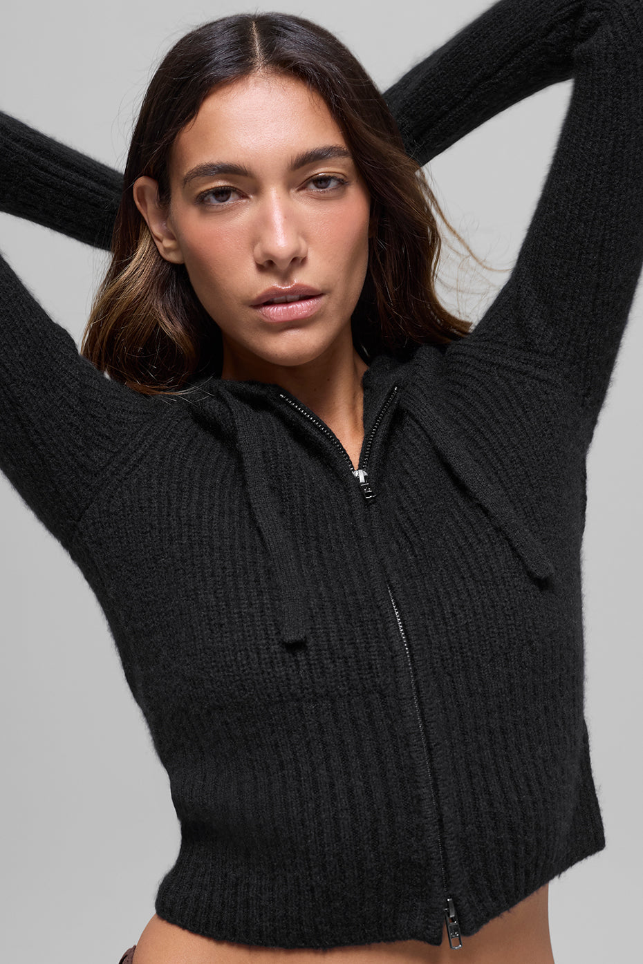 Sweat À Capuche Zippé En Laine Et Cachemire Côtelé Noble