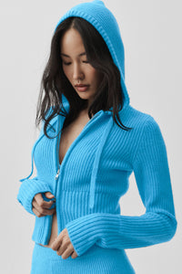 Sweat À Capuche Zippé En Laine Et Cachemire Côtelé Noble