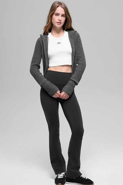 Sweat À Capuche Zippé En Laine Et Cachemire Côtelé Noble