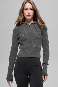Sweat À Capuche Zippé En Laine Et Cachemire Côtelé Noble