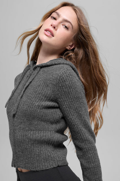 Sweat À Capuche Zippé En Laine Et Cachemire Côtelé Noble