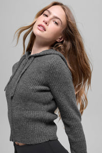 Sweat À Capuche Zippé En Laine Et Cachemire Côtelé Noble