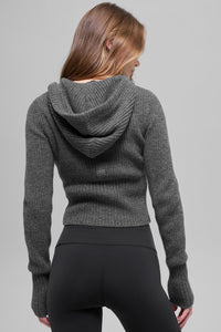Sweat À Capuche Zippé En Laine Et Cachemire Côtelé Noble