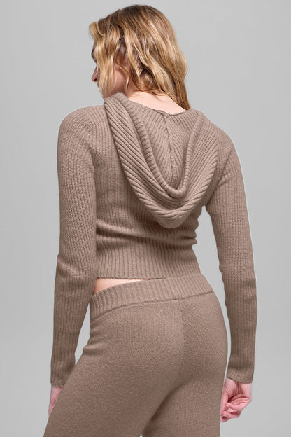Sweat À Capuche Zippé En Laine Et Cachemire Côtelé Noble