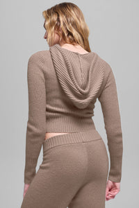 Sweat À Capuche Zippé En Laine Et Cachemire Côtelé Noble