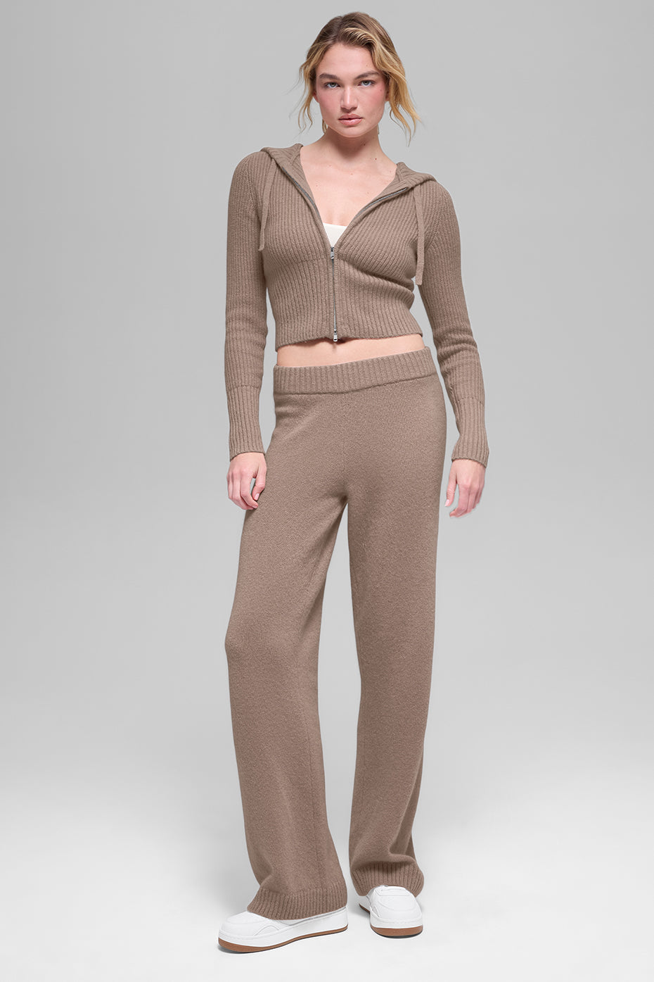Sweat À Capuche Zippé En Laine Et Cachemire Côtelé Noble