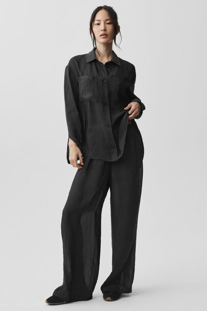 Semi-Sheer Golden Hour Button Down Long Sleeve