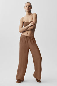 Pantalon Taille Haute Coupe Droite Semi-Transparent Golden Hour