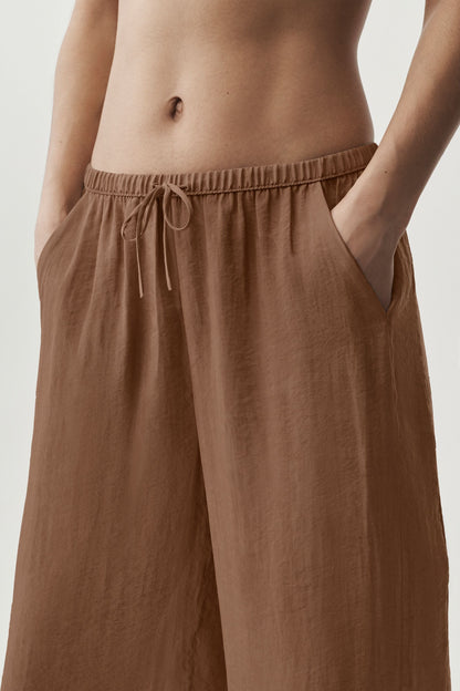 Pantalon Taille Haute Coupe Droite Semi-Transparent Golden Hour