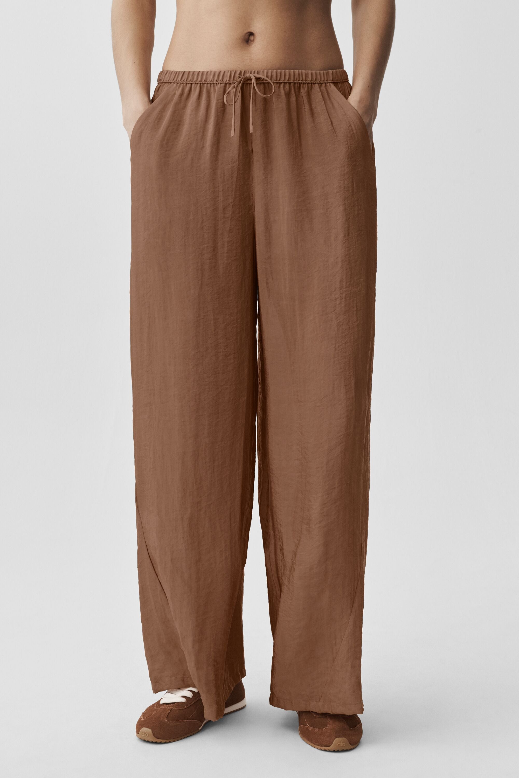 Pantalon Taille Haute Coupe Droite Semi-Transparent Golden Hour