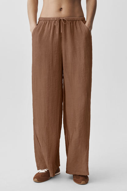 Pantalon Taille Haute Coupe Droite Semi-Transparent Golden Hour