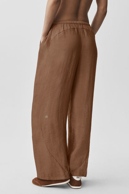 Pantalon Taille Haute Coupe Droite Semi-Transparent Golden Hour