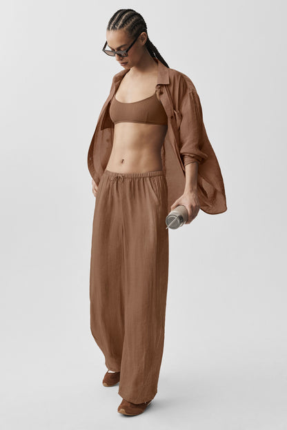 Pantalon Taille Haute Coupe Droite Semi-Transparent Golden Hour