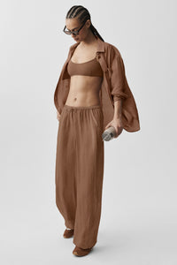 Pantalon Taille Haute Coupe Droite Semi-Transparent Golden Hour