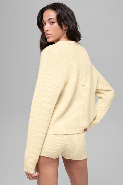 Wool Cashmere Ribbed Noble Crewneck Sweater