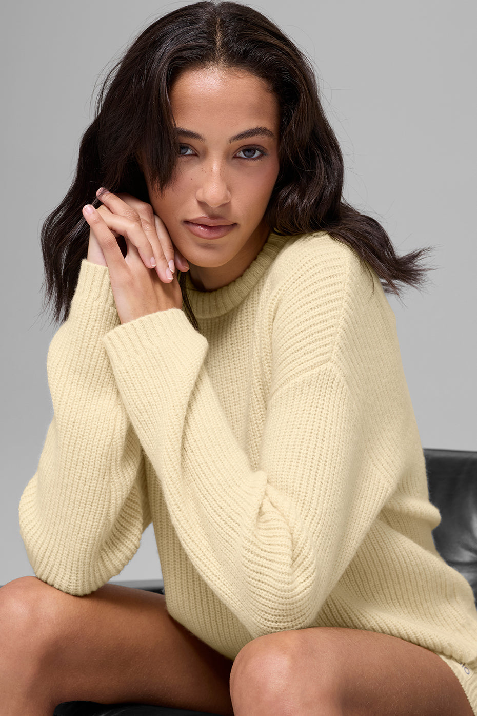 Wool Cashmere Ribbed Noble Crewneck Sweater