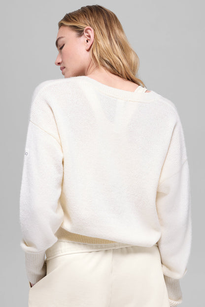 Pull Court Col V En Laine Et Cachemire New Class