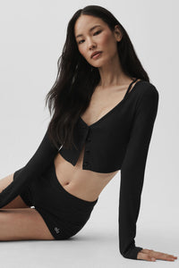Ribbed Cropped Whisper Cardigan