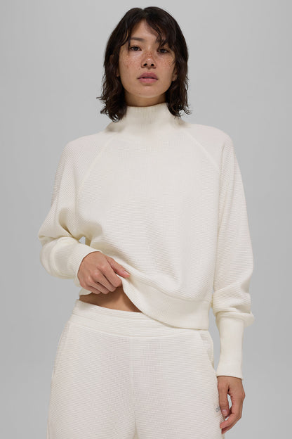 Waffle Weekend Escape Mock Neck Long Sleeve
