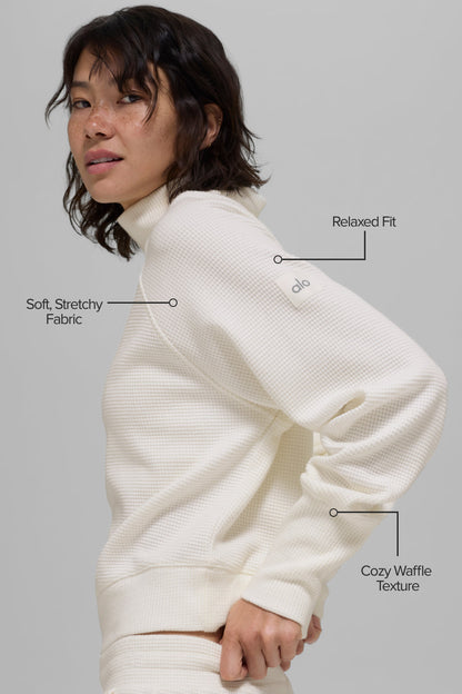 Waffle Weekend Escape Mock Neck Long Sleeve
