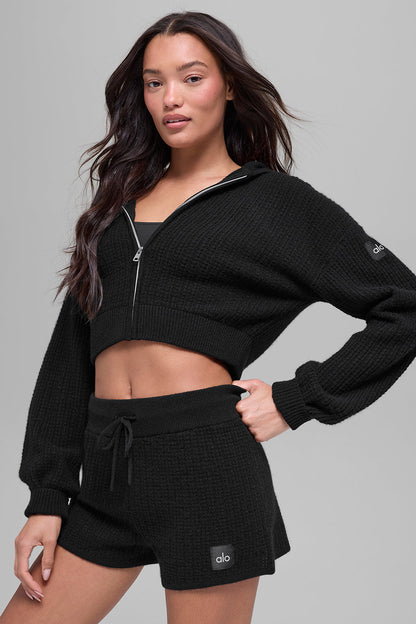 Sweat À Capuche Zippé En Cachemire Plush Waffle