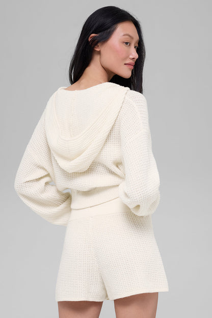 Sweat À Capuche Zippé En Cachemire Plush Waffle