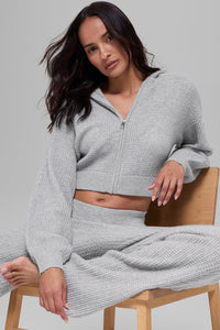 Sweat À Capuche Zippé En Cachemire Plush Waffle