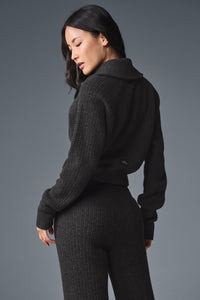 Pull Zippé 1/4 En Cachemire Plush Waffle
