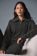 Pull Zippé 1/4 En Cachemire Plush Waffle