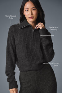 Pull Zippé 1/4 En Cachemire Plush Waffle
