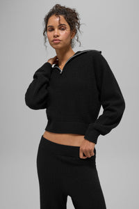Pull Zippé 1/4 En Cachemire Plush Waffle