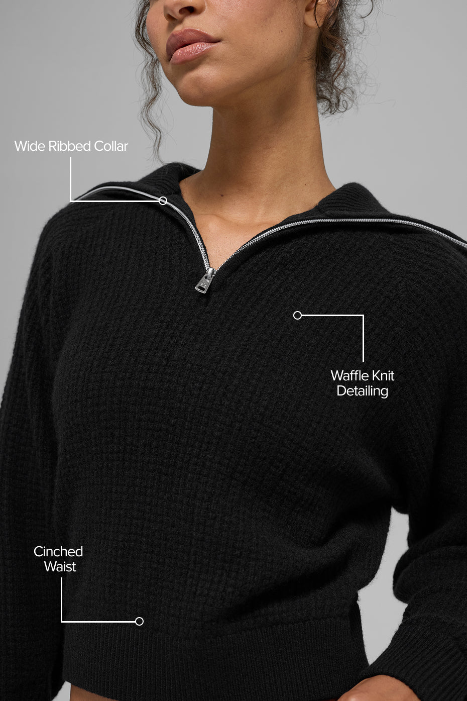 Pull Zippé 1/4 En Cachemire Plush Waffle