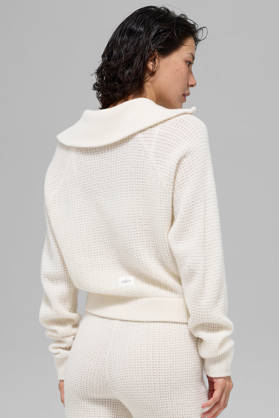 Pull Zippé 1/4 En Cachemire Plush Waffle