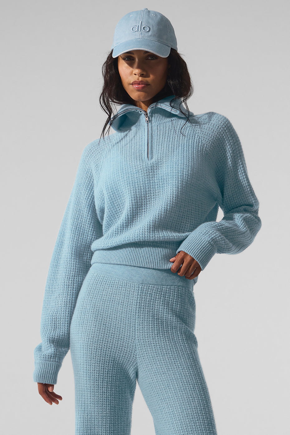 Pull Zippé 1/4 En Cachemire Plush Waffle