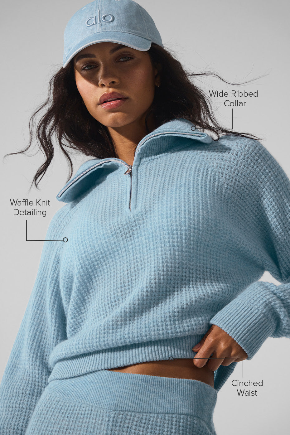 Pull Zippé 1/4 En Cachemire Plush Waffle