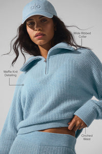Pull Zippé 1/4 En Cachemire Plush Waffle