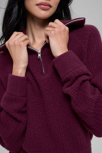 Pull Zippé 1/4 En Cachemire Plush Waffle