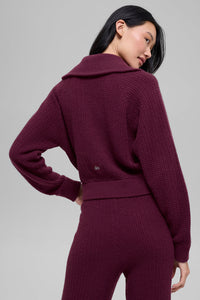 Pull Zippé 1/4 En Cachemire Plush Waffle