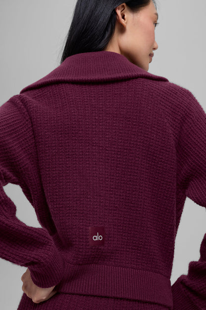Pull Zippé 1/4 En Cachemire Plush Waffle