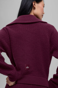 Pull Zippé 1/4 En Cachemire Plush Waffle