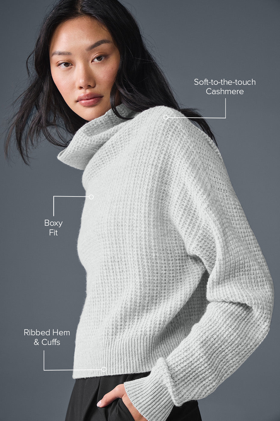 Pull Col Roulé En Cachemire Plush Waffle