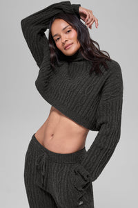 Cable Knit Cropped Winter Bliss Turtleneck Long Sleeve