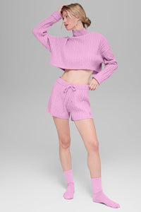 Cable Knit Cropped Winter Bliss Turtleneck Long Sleeve