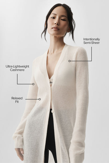 Cardigan Long En Cachemire Sheer