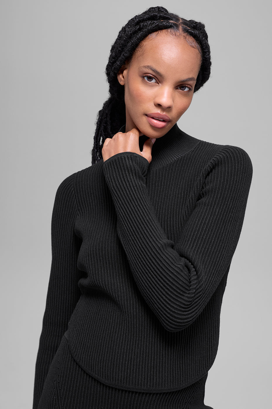 Haut Manches Longues En Maille Denim Backless