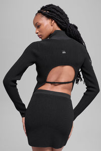 Haut Manches Longues En Maille Denim Backless