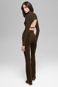 Haut Manches Longues En Maille Denim Backless