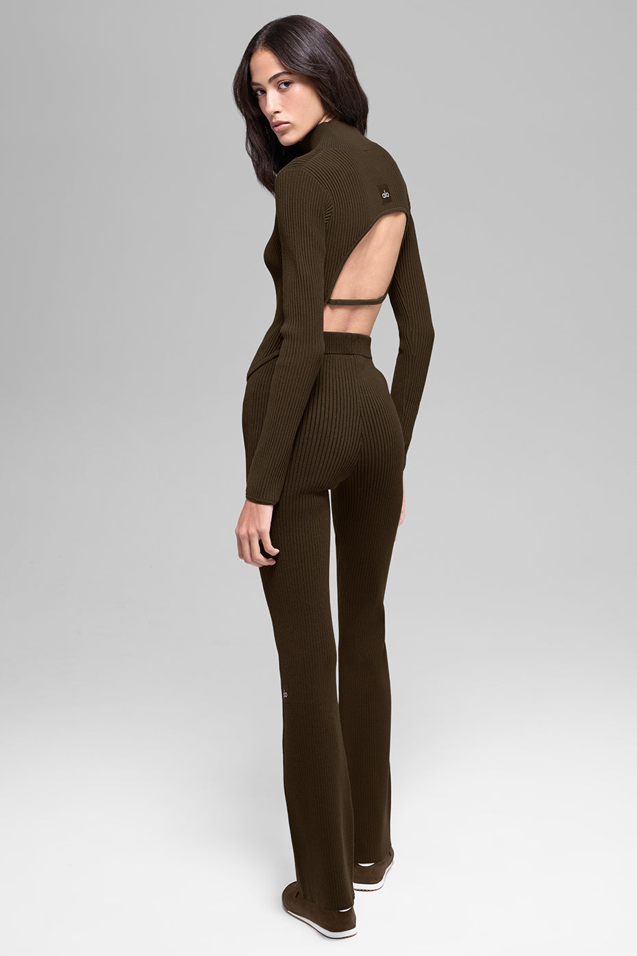 Haut Manches Longues En Maille Denim Backless